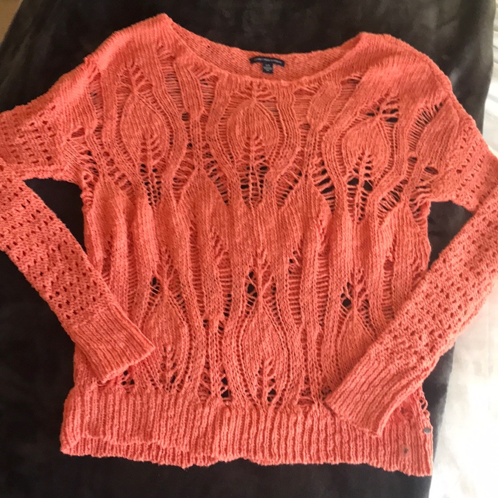 Coral crochet sweater NEVER WORN